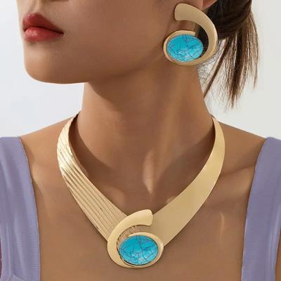 Mode Charme Und Temperament Schmuck Set Halskette Und Ohrringe Für Frauen Damen