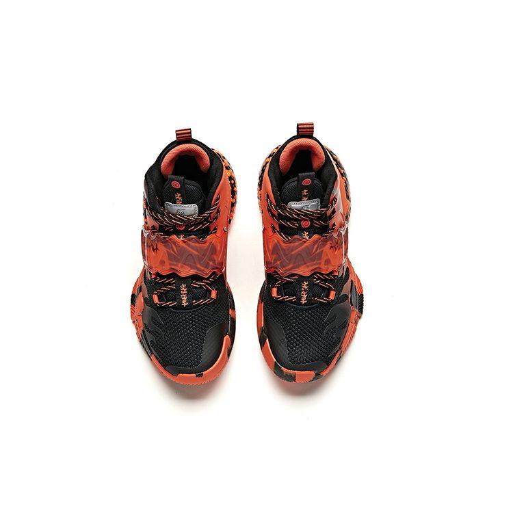 Anta Kids Shock Absorbing Non-Slip Wear-Resistant Breathable High-Top Basketball Shoes Kids sneaker Orange Black 312041113R-8