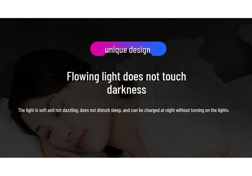 Three-in-One Fast Charging Cable with Flowing LED Lights for Android, iPhone, and Type-C - Seven-Color Night Light
