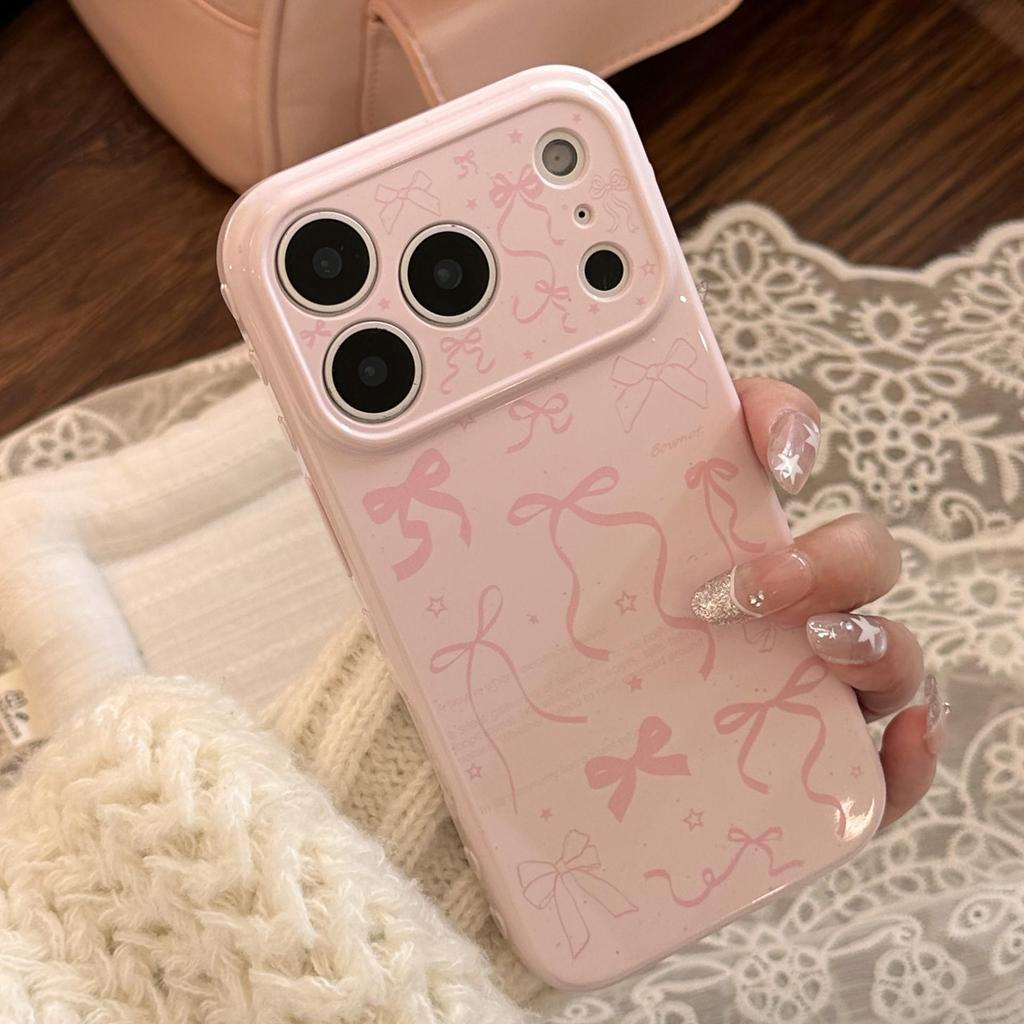 Pink bow phone case suitable for iPhone 16, iPhone 17, and iPhone 17 Pro Max