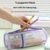 Travel Black Mesh Cosmetic Bag Zipper Makeup Bag For Women Wash Toiletry Bag Makeup Organizer Portable Storage Pouch