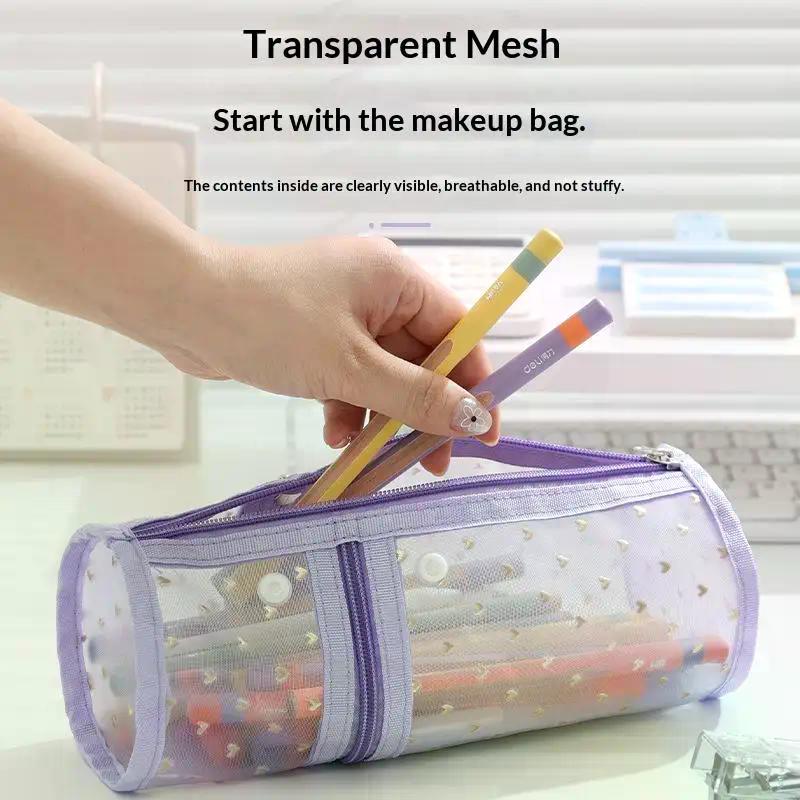 Travel Black Mesh Cosmetic Bag Zipper Makeup Bag For Women Wash Toiletry Bag Makeup Organizer Portable Storage Pouch