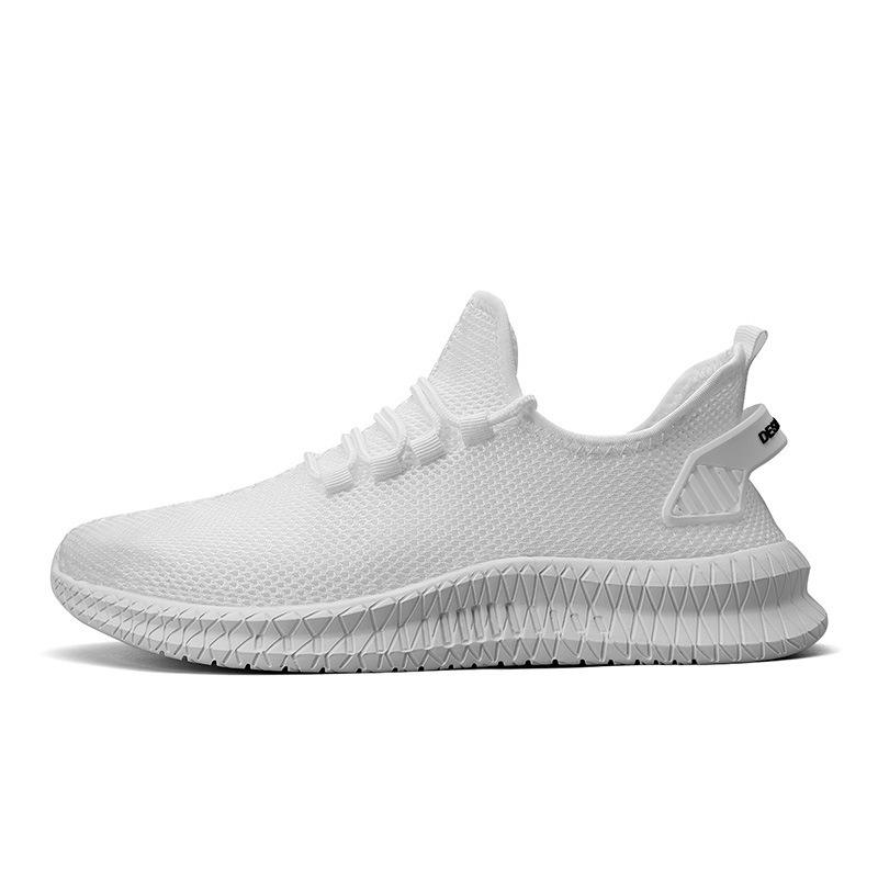 2025 Men's Flyknit White Mesh Sneakers: Plus Size, Casual Sports Shoes for Summer & Autumn