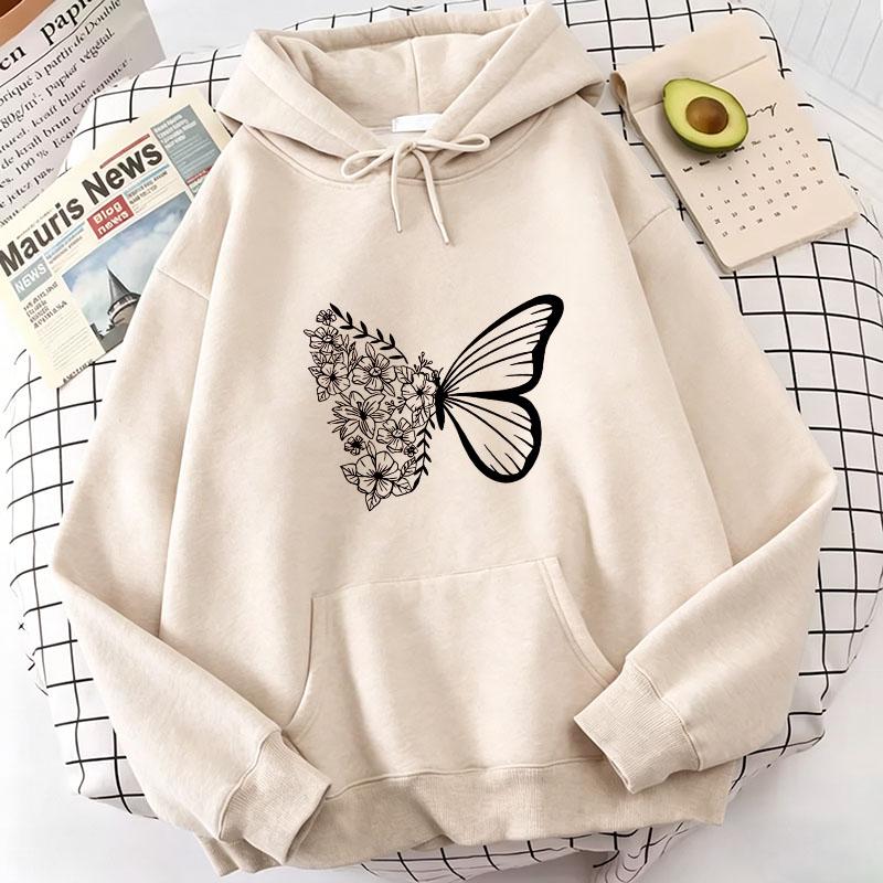 Casual Hoodies Vintage Butterfly Sweatshirts Women Tops Loose Hoodie Sweatshirt Hoodies Spring Autumn Winter