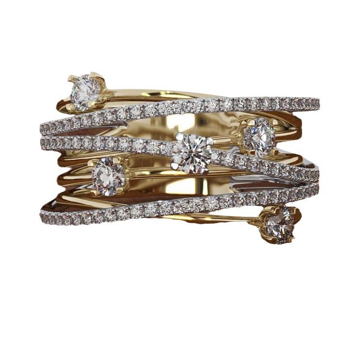 Hecheng Sparkling Diamond Zircon Ring: European & American Creative Women's Cross-Color Design