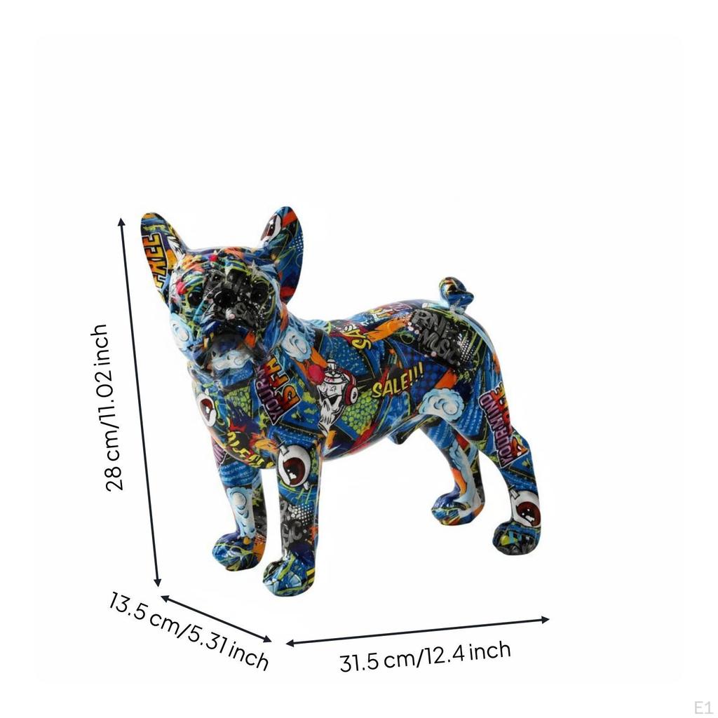 Figurina Canina Francese Statua Regalo Unico Cane in Resina Artistica per Soggiorno,