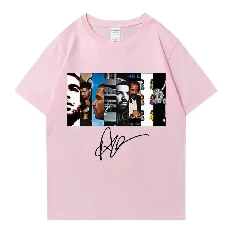 Mens Drake retro rapper character print pure cotton shortsleeved Tshirt hiphop casual wear top Springsummer new Fashion
