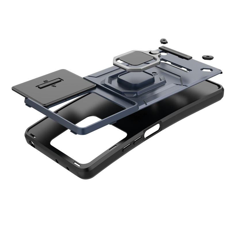 For Xiaomi Redmi Note 13 4G Case Slide Camera Phone Case Xiaomi Redmi Note 13 Pro 4G Cover Armor PC Shockproof Metal Stand Cover