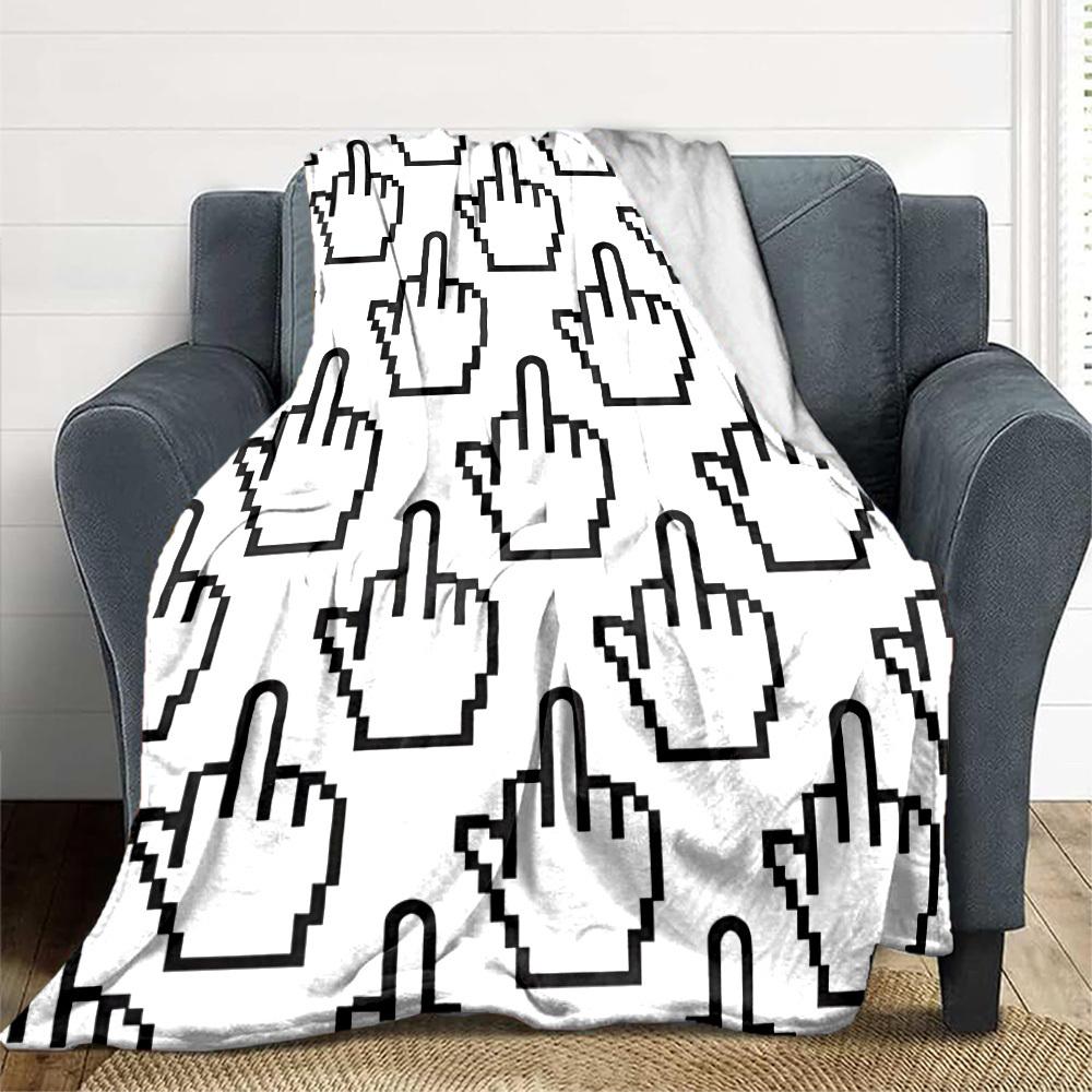 1pc Middle Finger, Pixel Art Blanket Warm, Cozy, And Soft, Suitable for Sofas, Beds, Cars, And Office Use.Perfect for Camping And Travel, Making It a