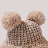 Bear Ear Design Beanie Hat Solid Color Ski Cap Cute Knitted Hat