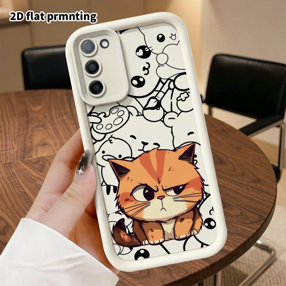 Phone Case: 2D flat, suitable for Samsung Galaxy A34 A35 M05 M06 S20 S22 S21 FE Plus 5G protective case, orange-spotted kitten, perfect holiday gift f