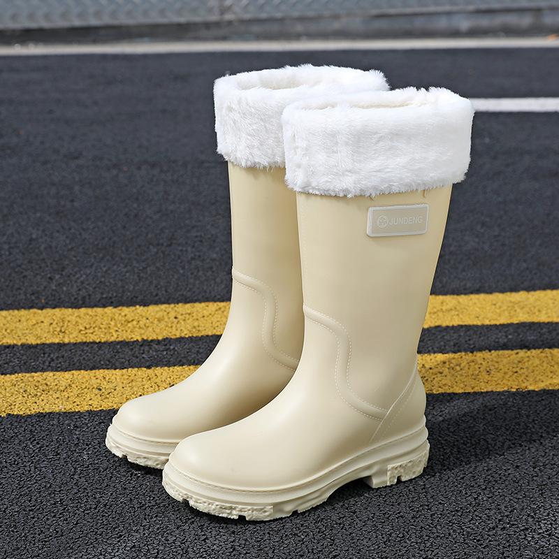 Fashion versatile water boots women's long tube extra high heel rain shoes high tube women's non-slip large size rain boots boots