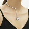 A Personalized Light Luxury Design Double Collar Invisible Long Circle Pendant Necklace Creative Fashion Lady