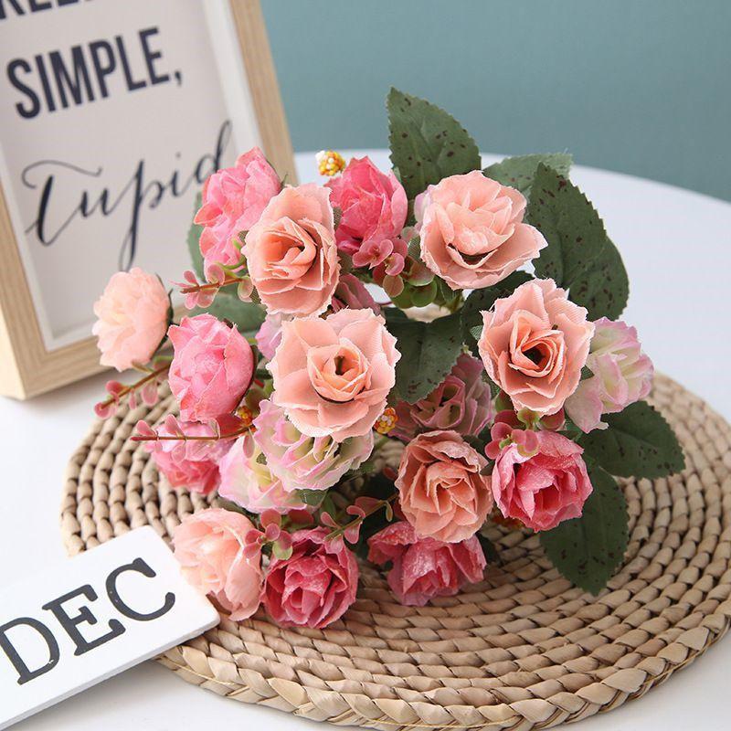 Heads 21 Artificial Silk Flowers Rose Bunch Bouquet Wedding Home Decor Outdoor
