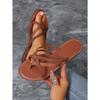 New Summer Korean Style Plus Size Women's Fashionable Braided Flat Beach Sandals for Vacation