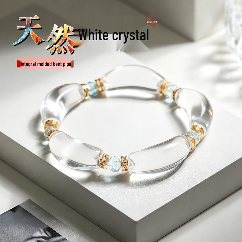 Aquamarine & White Crystal Beaded Bracelet: Fairy Summer Style for Girls, Sweet & Simple Fashion Hand Jewelry with a High-End Feel