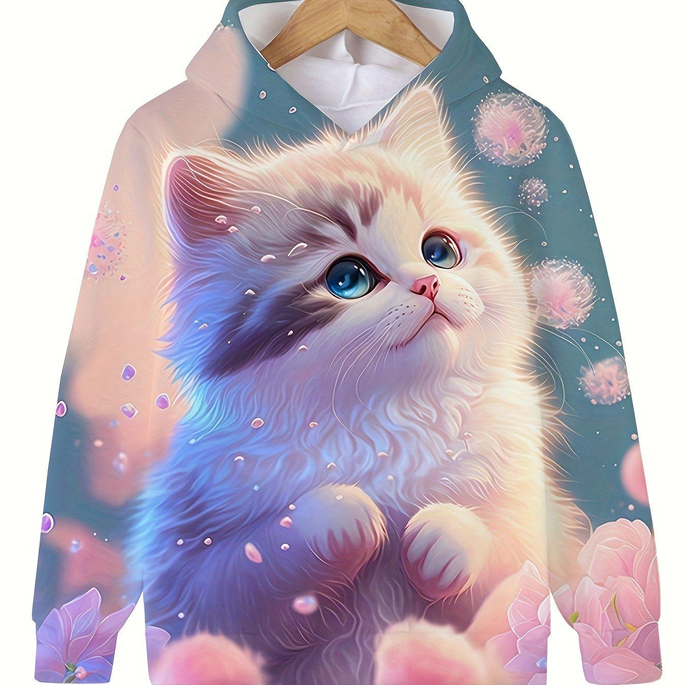 

Толстовка с капюшоном и принтом 3D Space, пуловер для девочек, повседневная одежда для весны и осени, яркие цвета 130