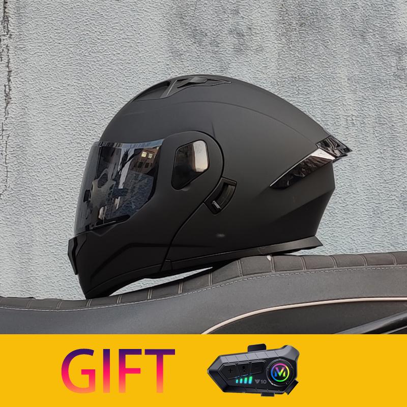 ORZ Motorcycle Helmet Modular Flip Helmet Dual Lens Full Helmet Comes with Bluetooth Earphones Model 103