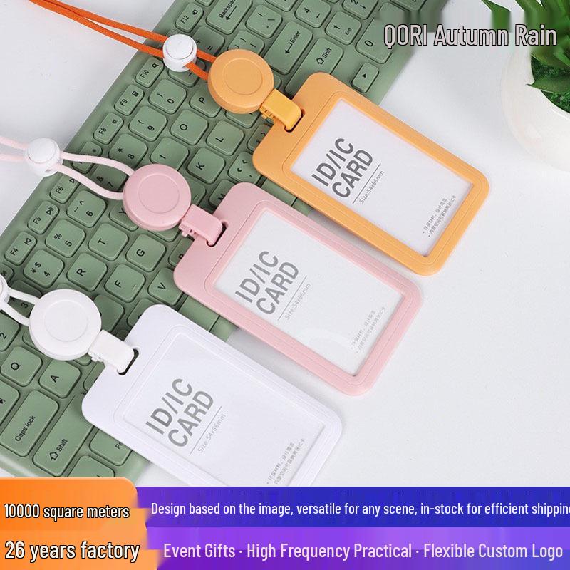 Retractable ID Card Holder with Lanyard, Hard Shell Badge Holder for Campus or Meal Cards
