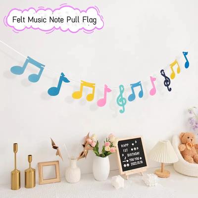 Ins Banderuola a bandierine in feltro colorato a forma di nota musicale per festa di compleanno per bambini, matrimonio, festival di musica rock, ghirlanda da appendere per decorazione domestica