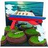 Sankei Studio Ghibli Mini Ponyo On the Cliff by the Basking Shark and Underwater Paper Craft Sea Farm, Non-scale MP07-36