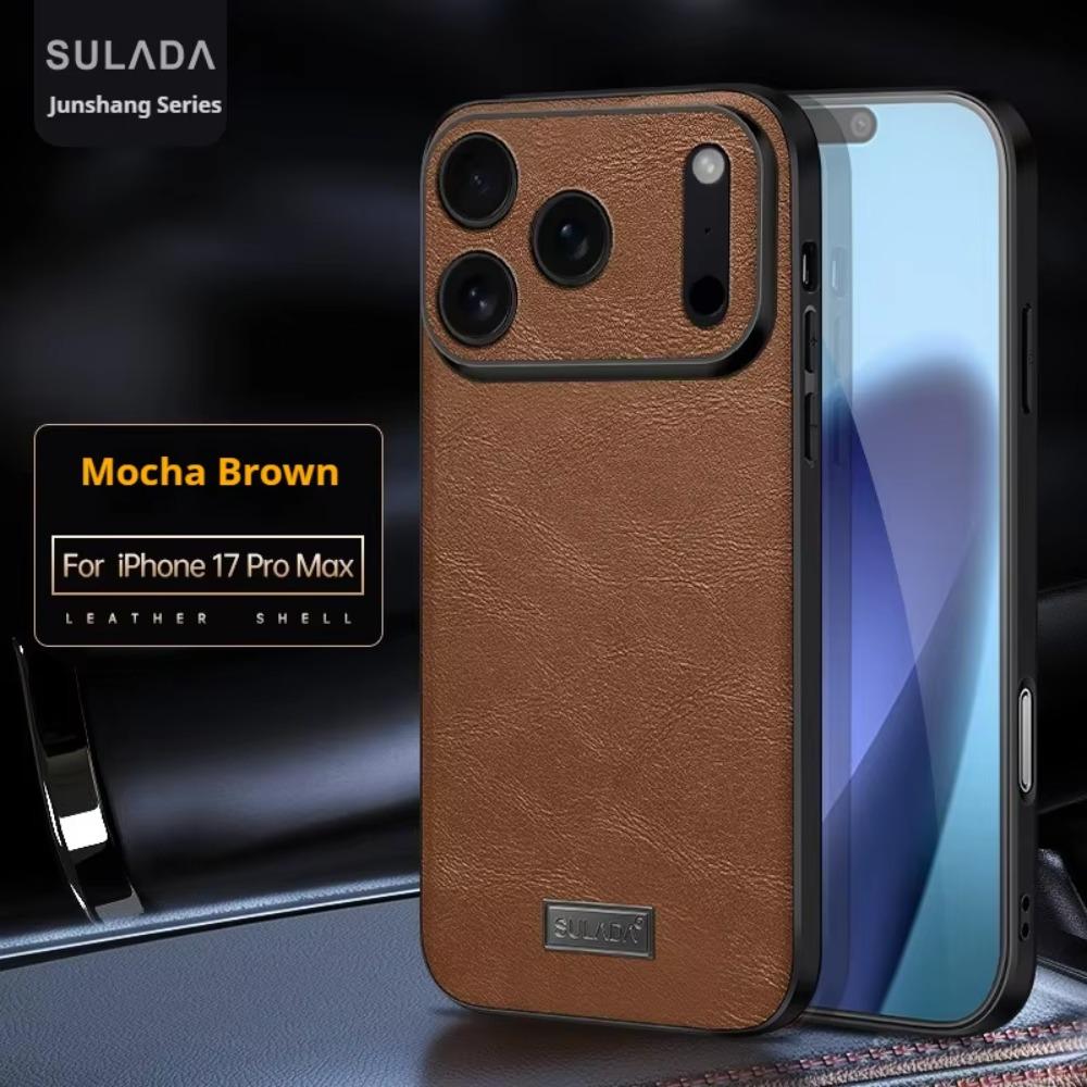 Business Sle Bla High Quality Leather Soft Phone Case for IPhone 17 Pro Max Air 16 E 15 Solid Color Shockproof Protective Cover