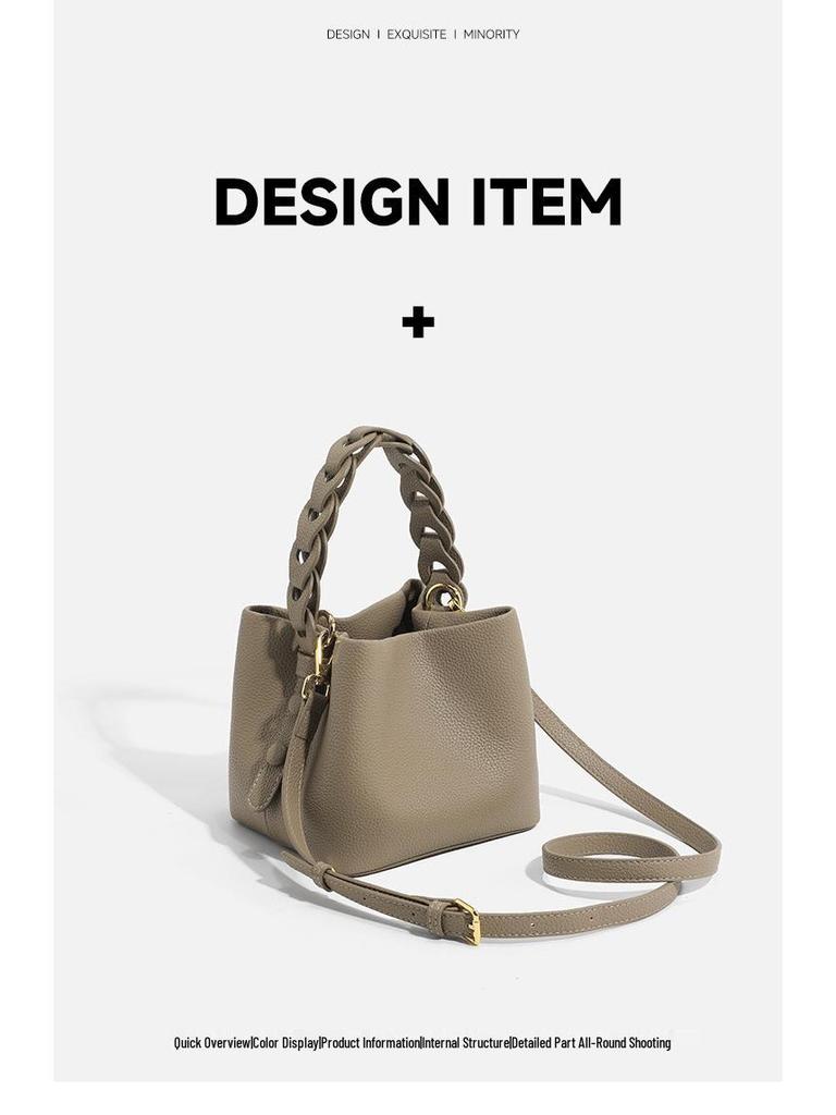 Niche Design Woven Mini Bucket Bag - 2024 Autumn Fashion Crossbody Handbag