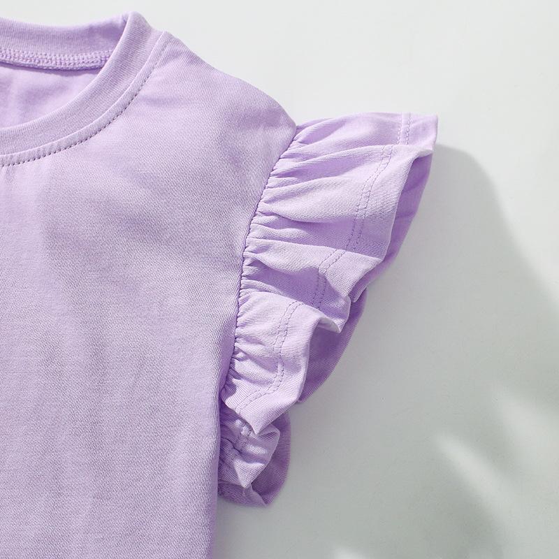 Mädchen Baumwoll-T-Shirt mit Hirschdruck Sommer Kinder Kurzarm Unterhemd