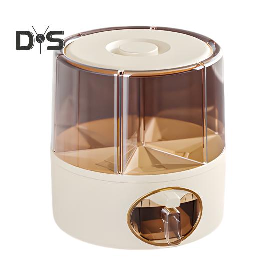 

Герметичный дозатор сухого зерна, большая емкость, 6 отсеков, прозрачный вращающийся на 360 градусов дозатор риса, зерновое ведро S