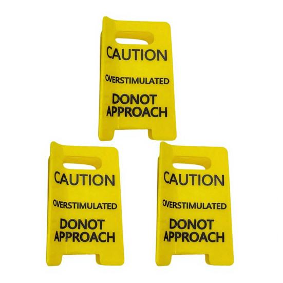 Yousheng 1/2/3Pcs Overstimulated Warning Hair Claw Yellow Caution Sign Hair Clip Thick Hair Strong Hold Hair Accessories
