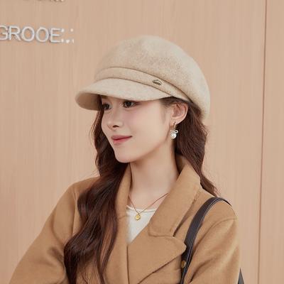 Women Newsboy Cap Cuffed Brim Beret Cap Vintage Octagonal Hats Slouchy Painter Hat for Outdoor   Beanie Hats for Women