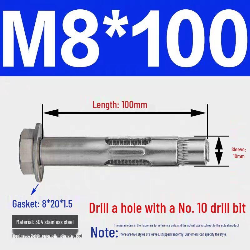 Stainless Steel Expansion Bolt with External Hex & Built-in Hole