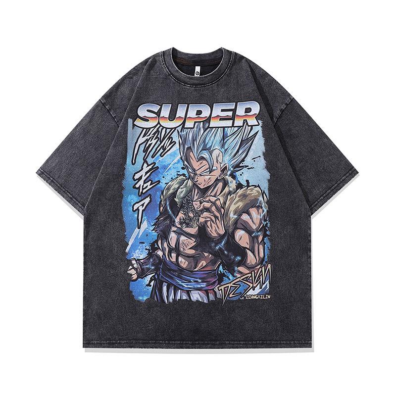 European And American High Street Trendy Brand Butterfly Graffiti Old Short-Sleeved T-Shirt Men'S And Women'S American Street Hip-Hop Half-Sleeved Tee