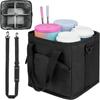 Large Capacity Vehicle Drink Storage Bag 4 Compartment Auto Beverage Organizer  Road Trip