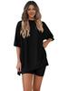 2026 Women's Casual Round Neck Slit Loose Short Sleeve Home Wear Set