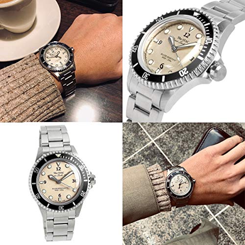 The STAC Classic Scuba 200, a 38mm Ivory Diver's Watch with Sweep Seconds, Made In Japan for Men and Women.