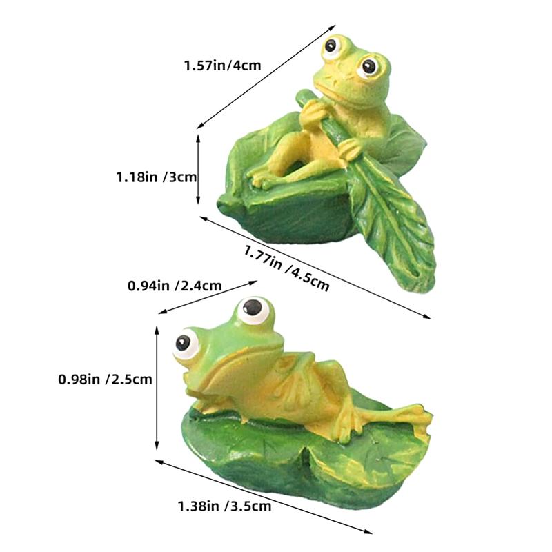 2 Stück Miniatur Harz Frosch Dekoration für Tischplatte Niedliche Froschmodelle für DIY Bastelarbeiten und Feengärten für Haus- und Bürodekor
