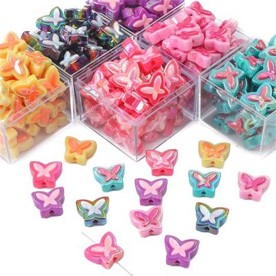 450G Perles Acryliques Colorées Plaqué Bicolore Perles Papillon pour DIY Collier Bracelet Boucle d'oreille Fabrication de Bijoux
