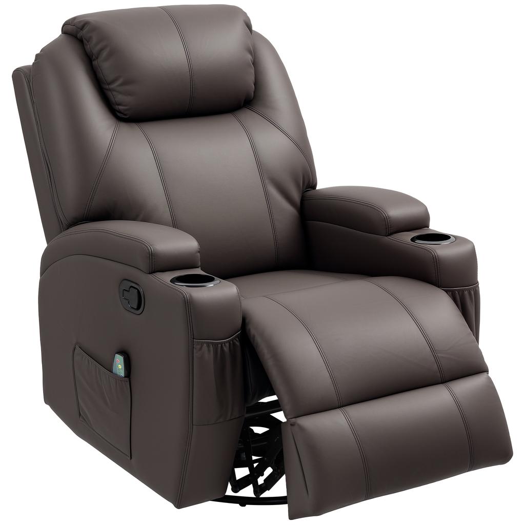 Reclining Massage Armchair with 8 Massage Points and 5 Modes, 84x92x109cm, Dark Brown