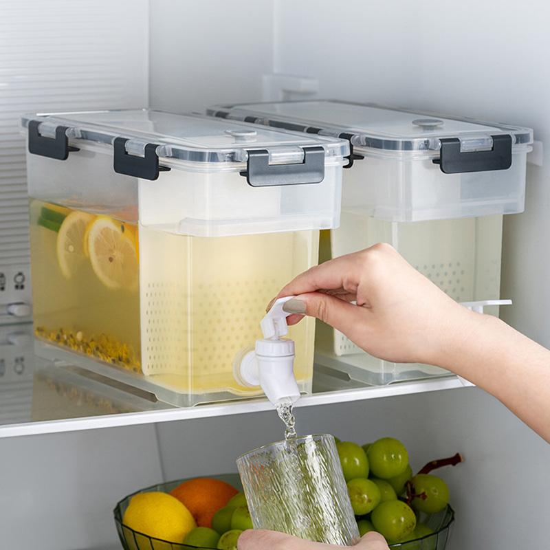 3.5L Water Bottle With Faucet Beverage Dispenser Cold Juice Lemon Water Beverage Pot Outdoor Refrigerator Water Bottle