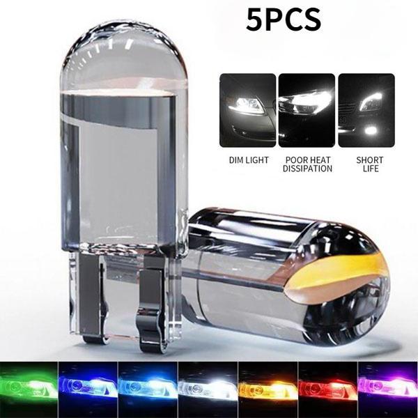 

5PCS T10 Индикатор ширины Cob 1smd Интегрированный прозрачный светодиодный автомобильный светильник для чтения 5PCS светло-синий