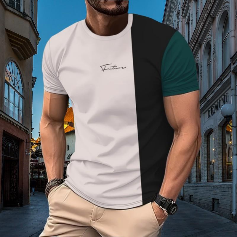 

Летняя мужская футболка с плавным переходом цвета и 3D-принтом с буквами, повседневная, с короткими рукавами и круглым воротником, для активного отдыха, быстросохнущая 6XL