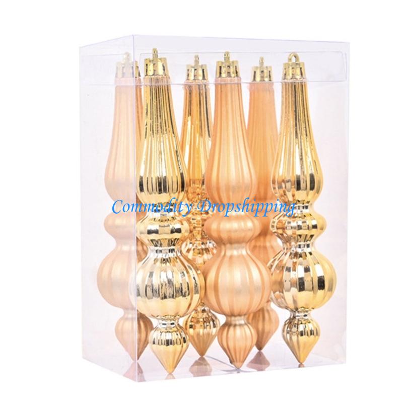 Y5JC 6Pcs Metallic Christmas Baubles Shatterproof Christmas Ball Ornament золотой