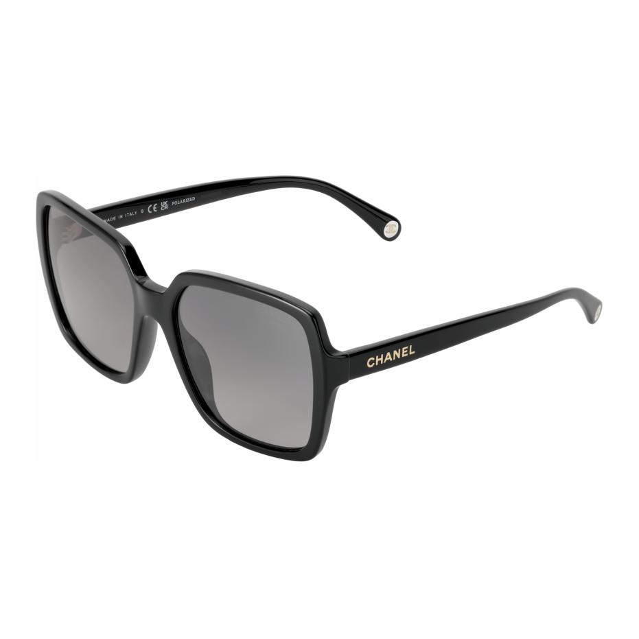 Chanel Złoty Logotyp z Literą Nieregularna Ramka Okulary Przeciwsłoneczne Okulary Przeciwsłoneczne Unisex Czarne CH5505-C622M3