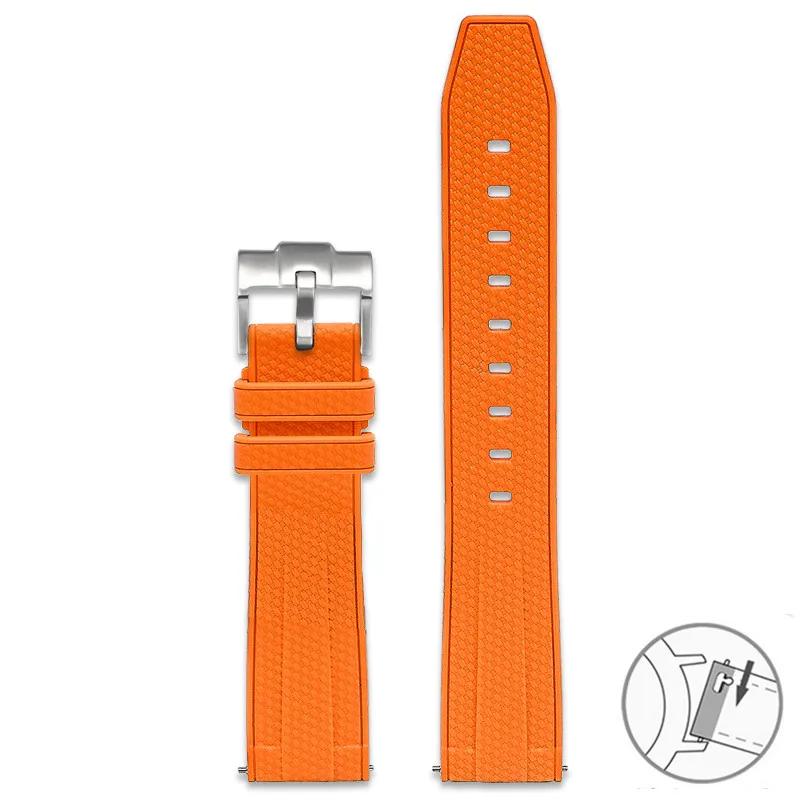 

20 мм 22 мм Силиконовый ремешок Универсальный Водонепроницаемый Быстросъемный Ремешок для часов для Omega X Swatch MoonSwatch для Blancpain Five Oceans 22mm серебряный/оранжевый