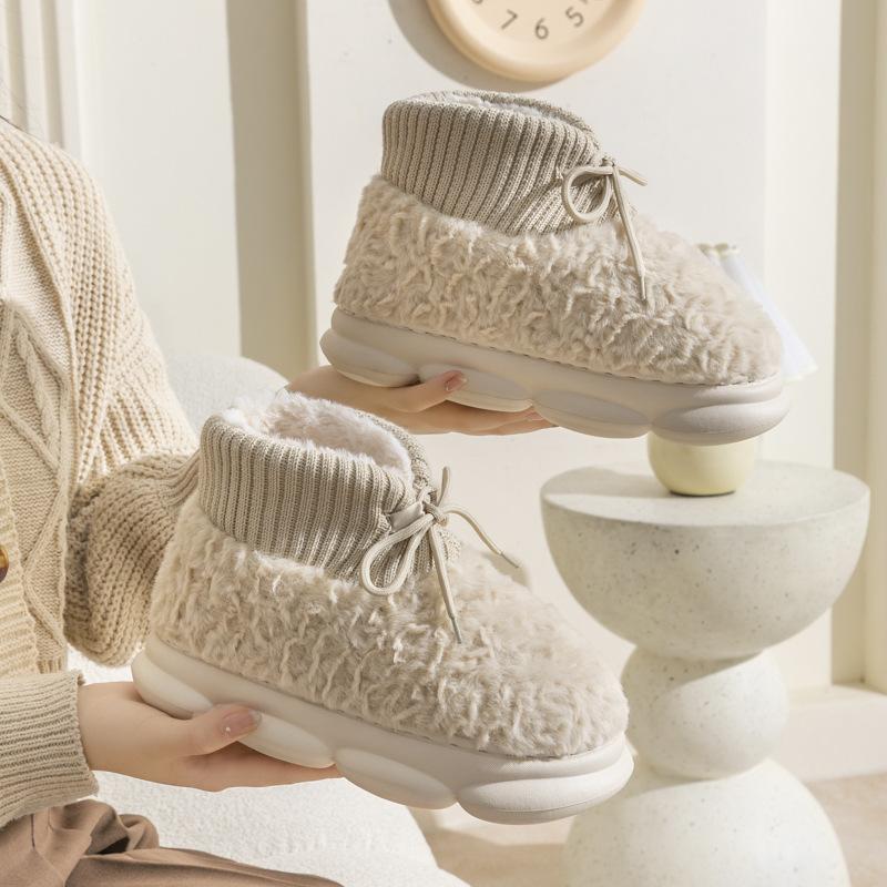 Cotton slippers autumn and winter Internet celebrities ins versatile warm and velvet outer wear EVA thick bottom bag head hair mop