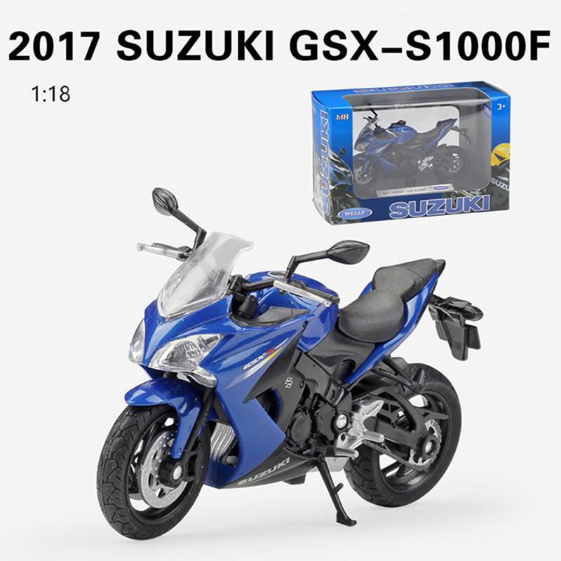 Model motocyklu ze slitiny 1/18 Welly Suzuki GSX S1000F z lehké slitiny Odlitky z kovu Auta na hraní Model motocyklu Vysoká simulační kolekce Dětské dárky
