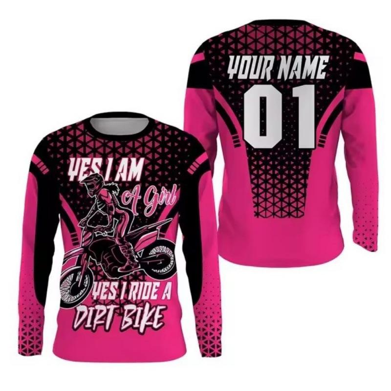 T-shirts décontractés à manches longues pour hommes imprimés en 3D Combinaison de moto tout-terrain - Tissu polyester doux à élasticité moyenne Vêtements de printemps et d'automne