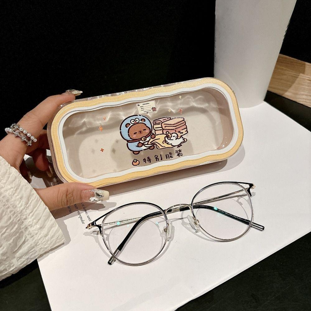 Plastic Puppy Glasses Case Visible Transparent Sunglasses Storage Box Cartoon Animals Portable Glasses Protective Case Gifts