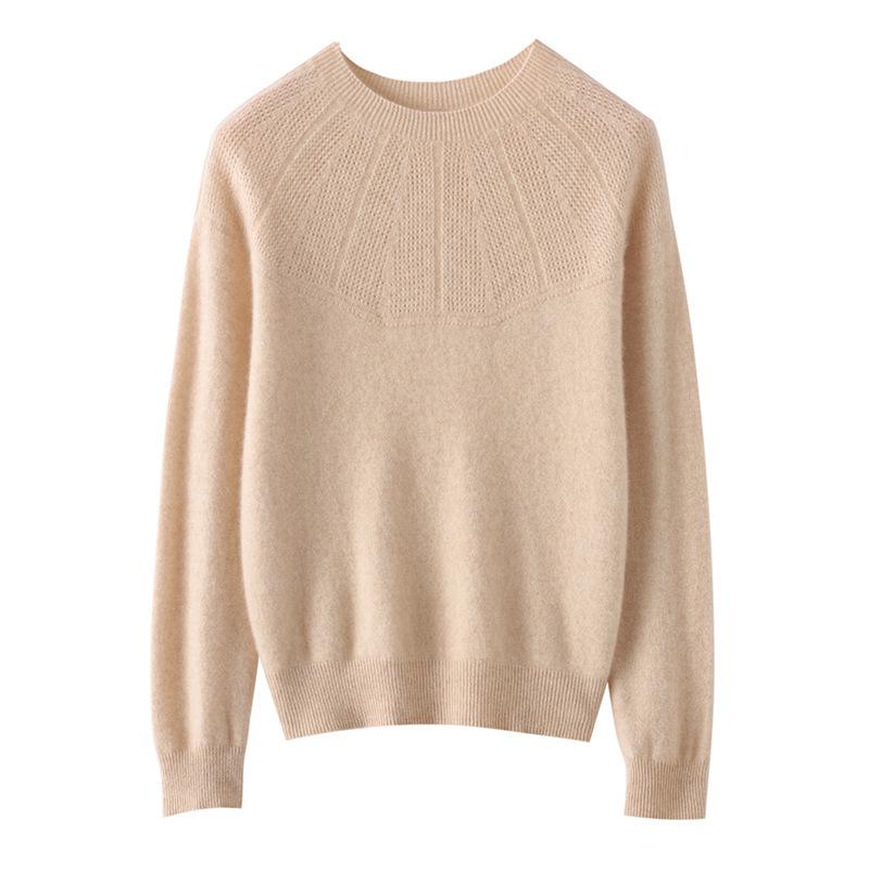 2023 Autumn/Winter Knit Round Neck Solid Color Versatile Pullover Sweater